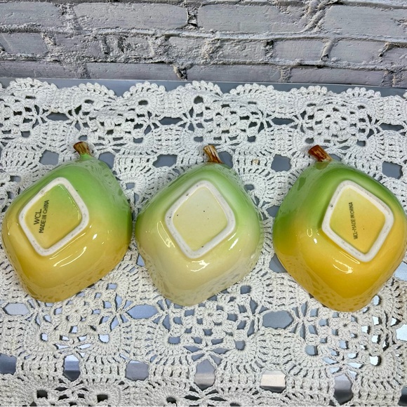 Vintage WCL Art Pottery Ceramic Fruit Pear Condiment bowls set of 3 - Picture 2 of 4
